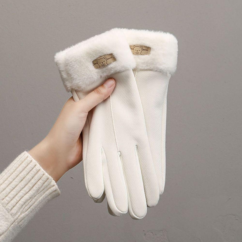 Warme Plüschhandschuhe Touchscreen Fahrrad-Fäustlinge Modische Damen Winterhandschuhe Outdoor