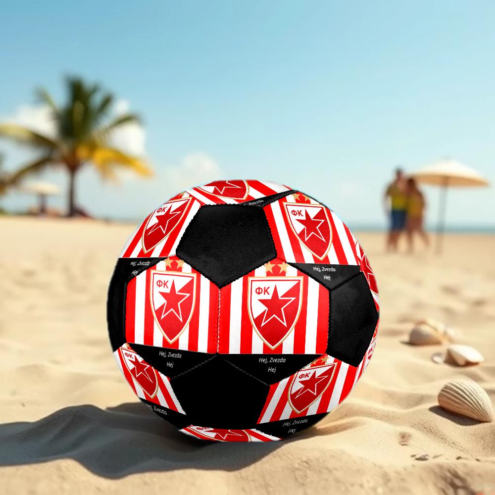 SIZE 5 Red Star Belgrade Soccer Ball Colorful All Ages Machine Stitched PVC Competition Ready Durable High-Bounce