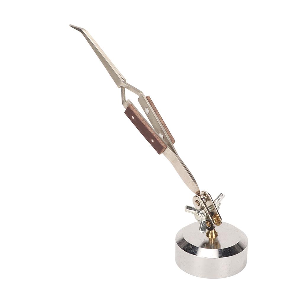 Third Hand Tweezers 360 Degree Rotation Curved Tip Cross Locking Jewelry Welding Soldering Tweezers with Base