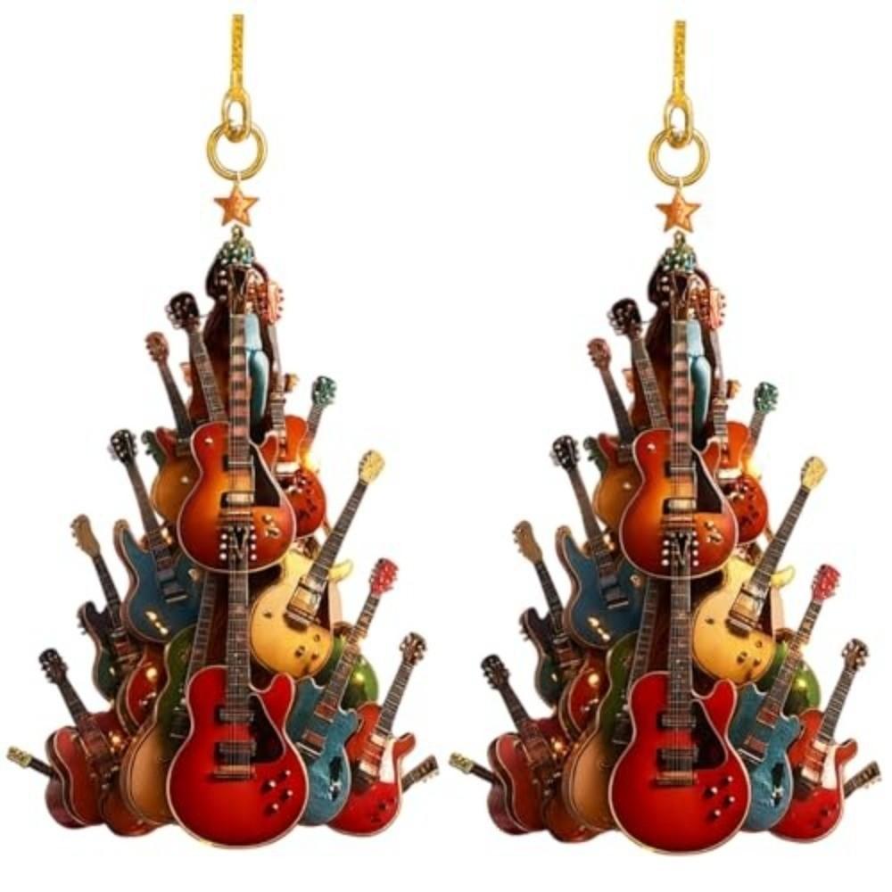 Music Theme Party Guitar Ornaments Acrylic Xmas Tree Ornament  Home Decoration