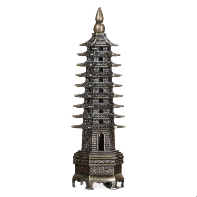 Wenchang Tower Incense Burner Alloy Pagoda Censer Household Indoor Vertical Incense Stick Holder Home Office Temple Crafts 7