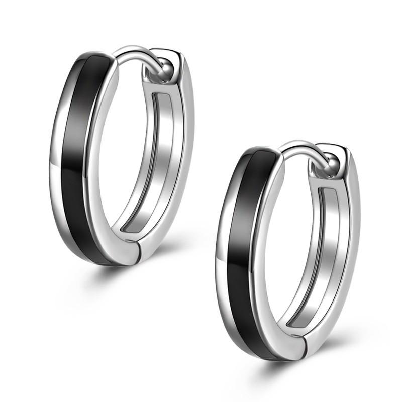 Earrings Men's Senior Sense Niche Design Cool Handsome Black Earrings Striped Sleeping Boys Ear Buckle