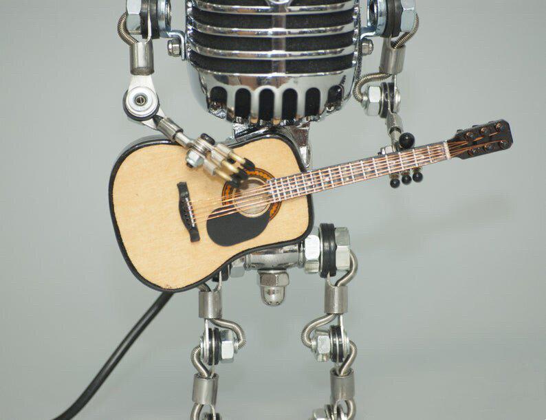 Retro Metal Microphone Robot Lamp