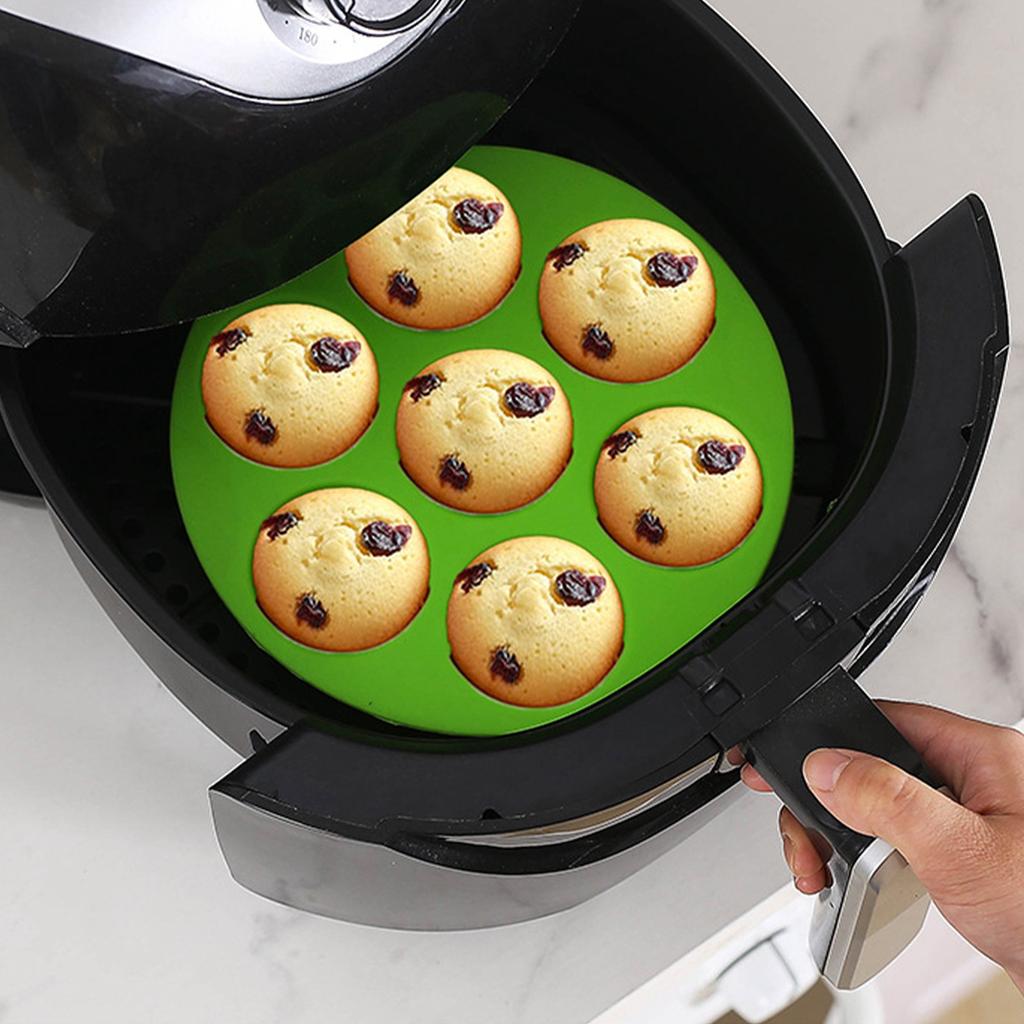 Silikon Kuchenformen, 3er-Pack Silikon Muffinformen für Fritteuse, Antihaft 7 Tassen Fritteusen-Muffinform zum Backen von Eierkuchen, Cupcakes, Törtchen, Brot