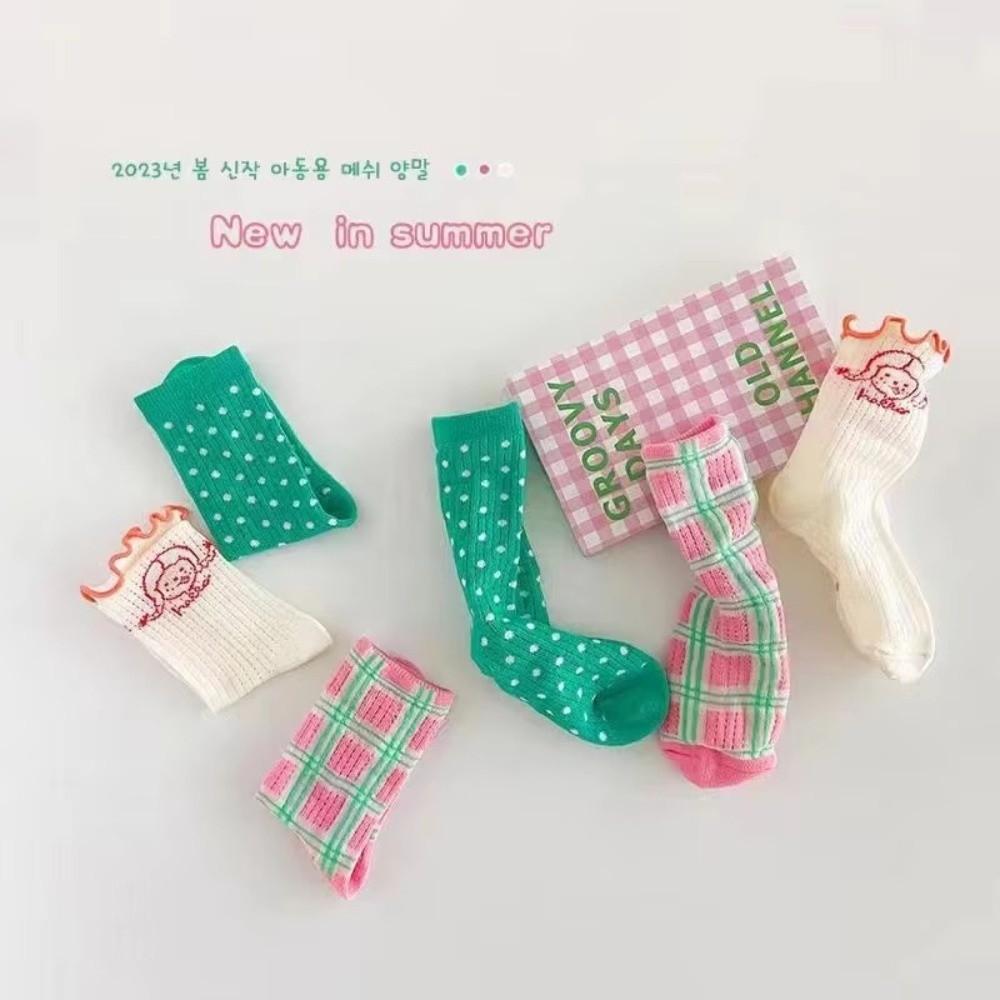 3 Pairs Kids Girls Baby Socks Soft Comfortable Polka Dots Socks Children Mesh Socks  Spring Summer