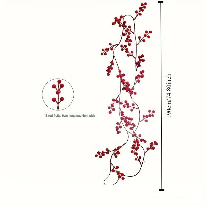 1pc Artificial Cranberry Vine, Christmas Suitable for Dining Table, New Year Celebration, Engagement Party Decor