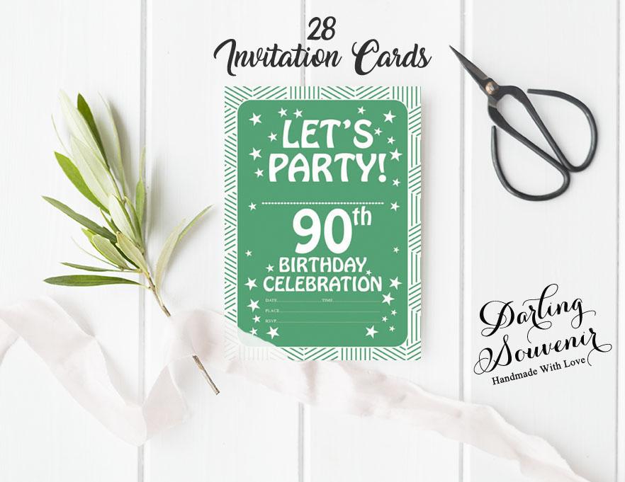 Darling Souvenir Green Birthday Invitation Card Printable Elegant Fill or Write In Blank Party Invites 28 Pcs 5 X 7