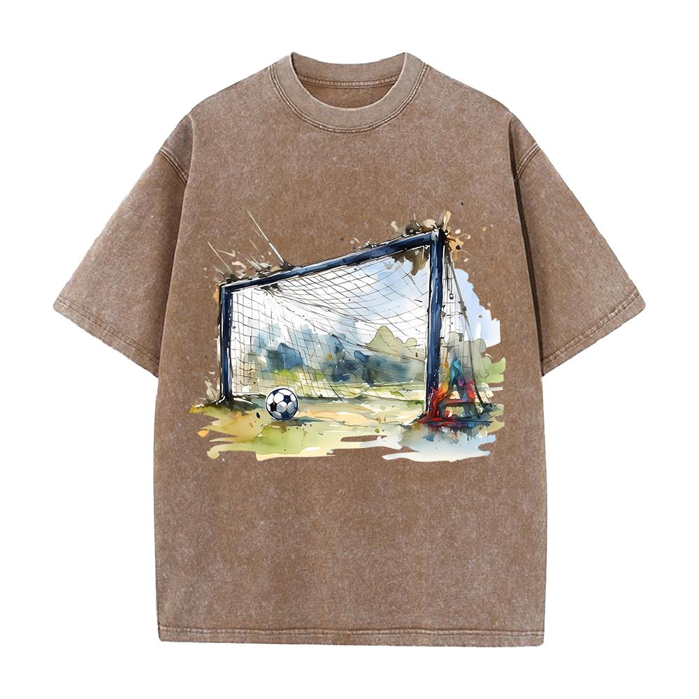 Trendy Football Anime Printed T-shirt Vintage Washed Oversized T Shirt Summer Short Sleeve Cotton Tees Tops Clothing