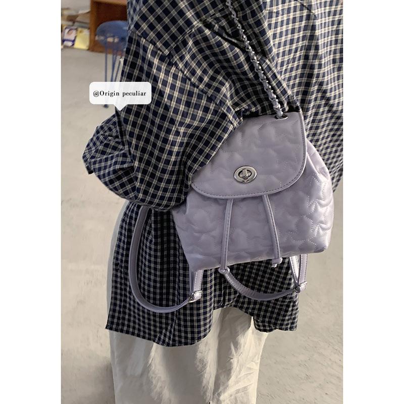 Korean Xiaoxiangfeng Diamond Chain Backpack Bag Women's 2025 New Fashion Versatile Korean Version Casual Bucket Bag