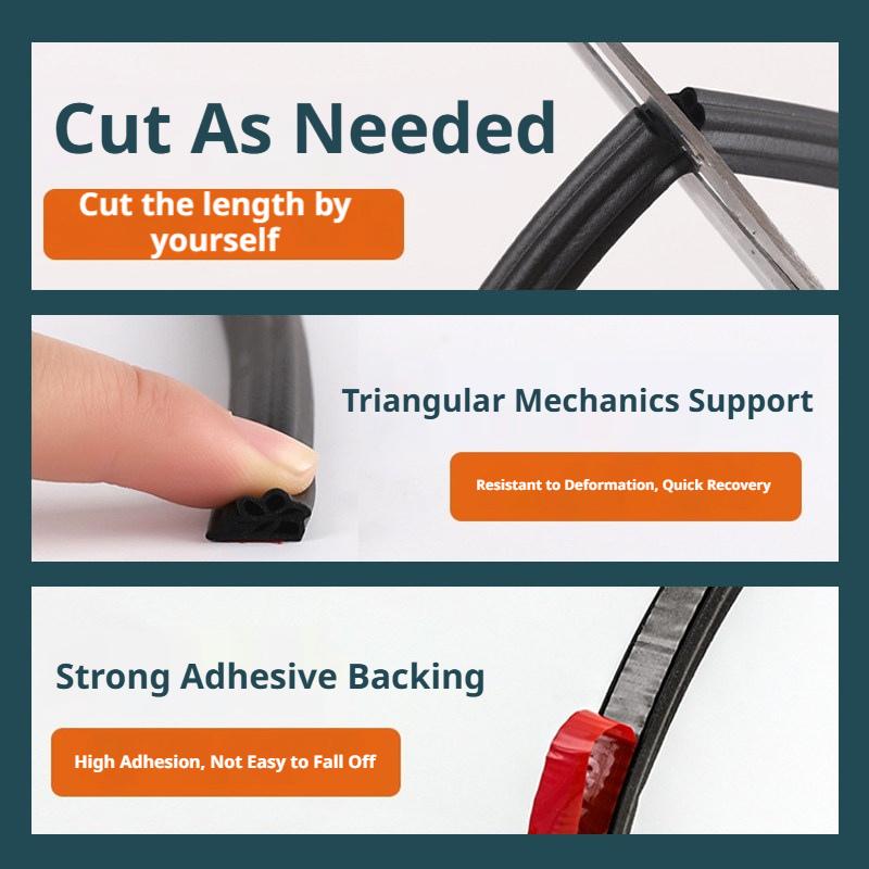 SEAMETAL Three Layer Car Seal Strip Rubber Thicken Car Door B-pillar Hood Trunk Sealing Strips Dustproof Waterproof Weatherstrip