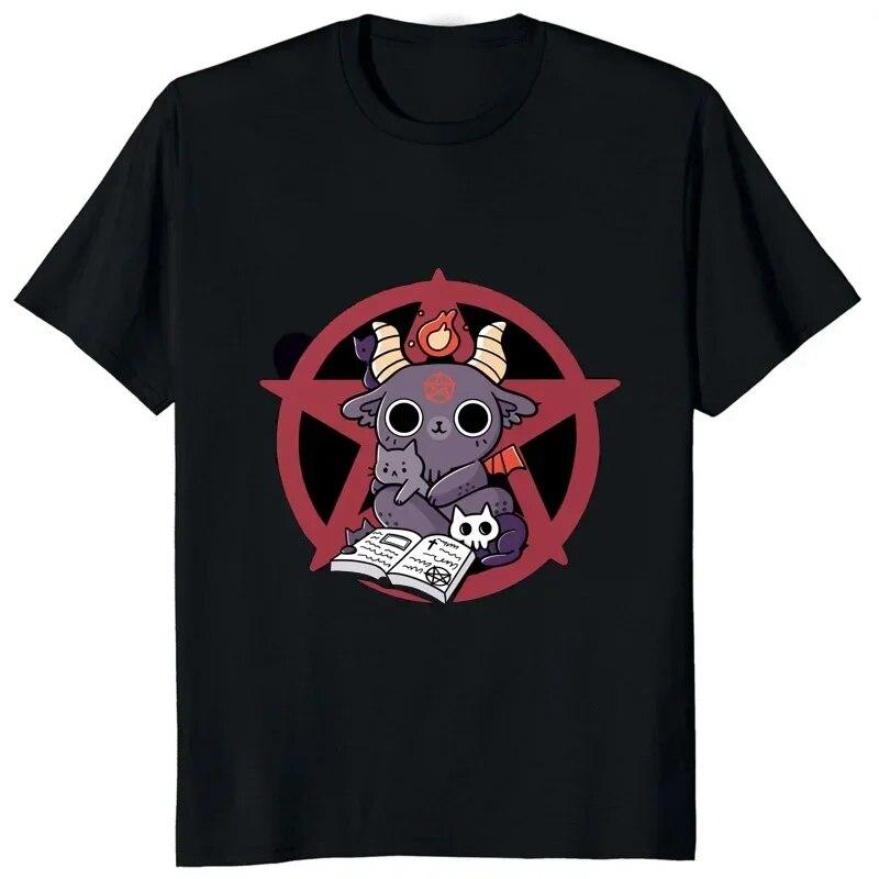 BAPHOMET SATANIST Dámské tričko s potiskem Streetwear Hipster Satan Occult Demon Grafika Unisex Topy Léto Krátký rukáv Cool Měkká trička
