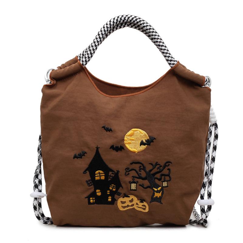 Autumn and winter versatile brown small bag women's Halloween nylon canvas bag light messenger mobile phone bag