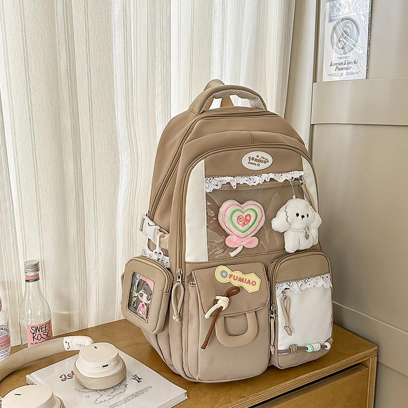 New Japanese High Value Ins Pain Pack Junior and Senior High School Students' Backpacks  Cute Contrast Color Large Capacity Backpacks.