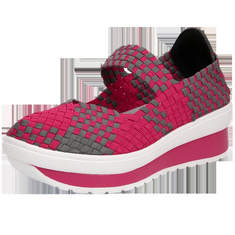 Spring New Handmade Women's Shoes Sports and Leisure Women's Thick-soled Heel Rocking Shoes Women