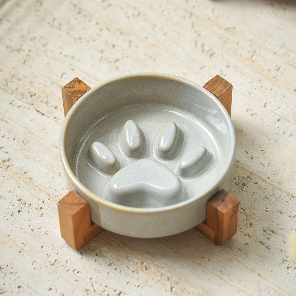 Niedliche Keramiknapf im japanischen Stil für Haustiere, Katzenpfoten-Design, Anti-Schling-Napf, Langsamfresser-Napf für Katzen, Anti-Umkipp-Napf, Runder Wassernapf für Haustiere, Hunde und Katzen