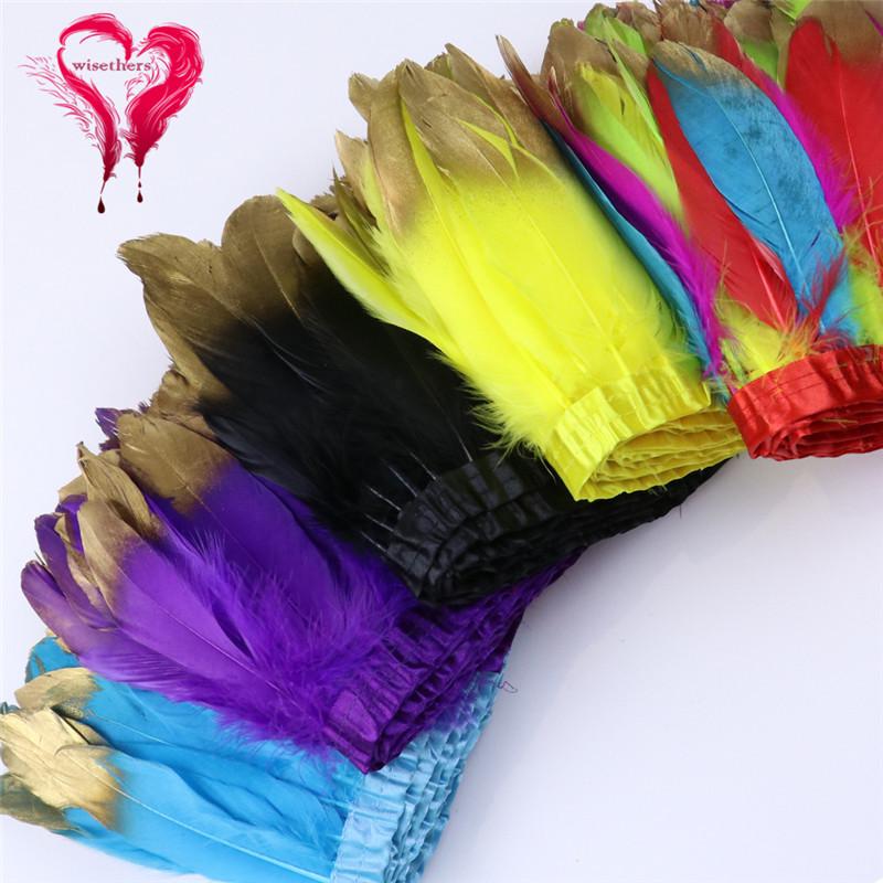 Gilded Silver Tip Goose Feather Lace Trim - DIY Decorative Clothing Accessory