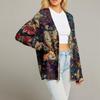 Women's Fashion Long Sleeve Print V-Neck Button Loose Cardigan Top