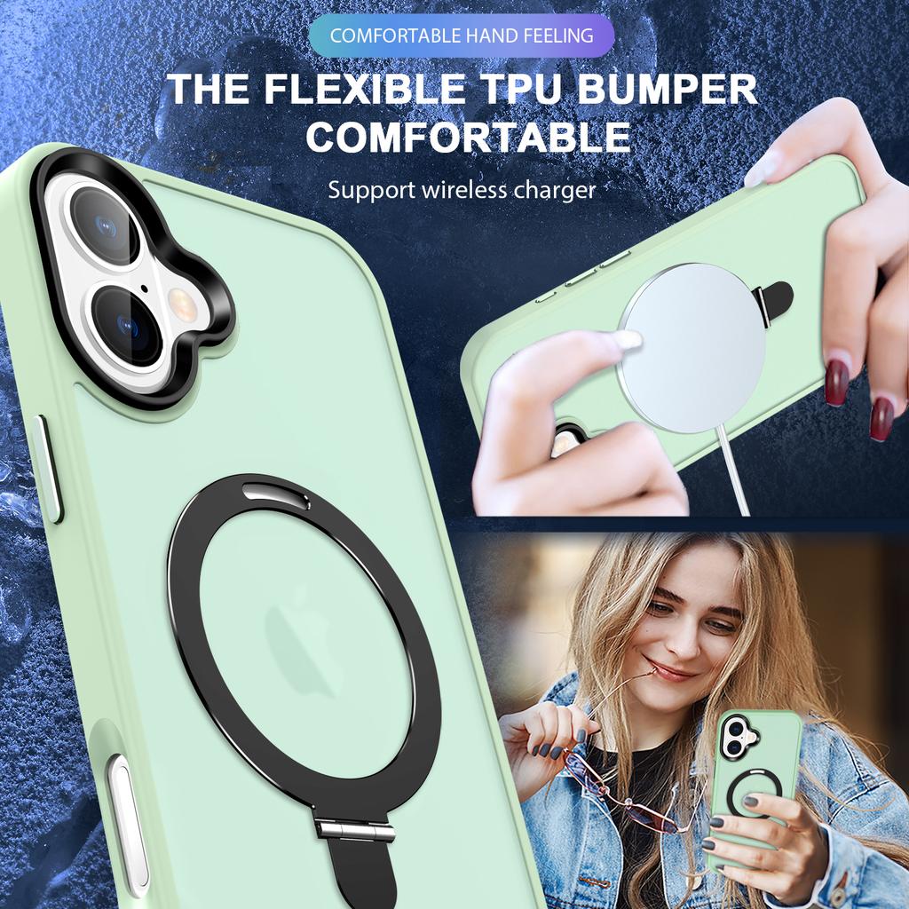 For iPhone 16 Case Compatible with MagSafe Kickstand Back Phone Cover