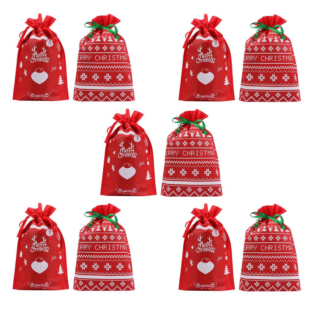 10 Pcs Drawstring Gift Bag Christmas Decor Candy for Party Jewelry Bags Presents