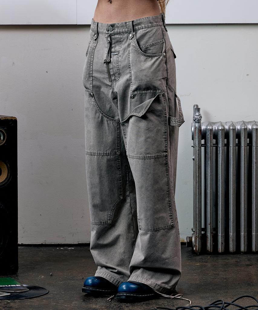 THEVINYLHOUSE Open Double Knee Pants Gray