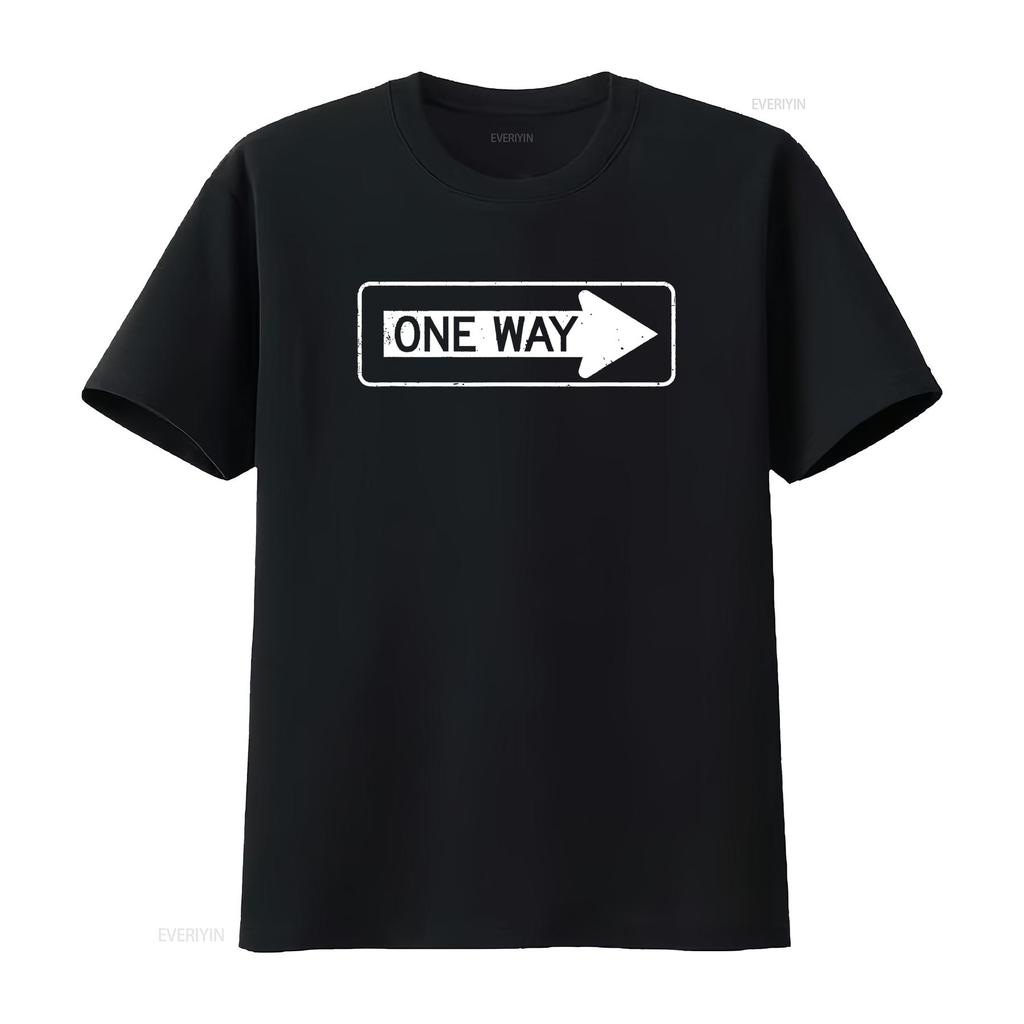 One Way Sign T Shirt vintage Washed streetwear Unisex Slightly Comfortable Stretched Top For Everyday Wear Casual Soft graphic