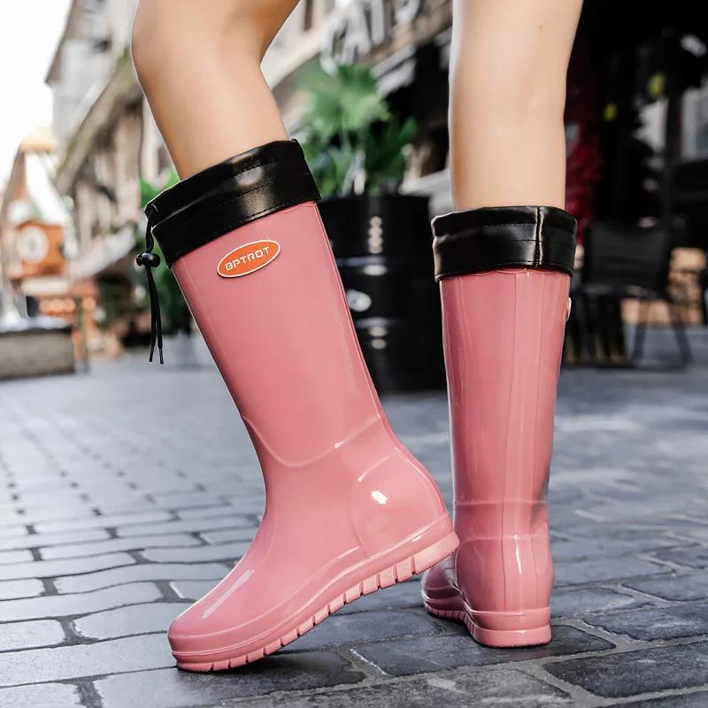 Women's Shoes New Style Simple High-top Women's Rain Shoes Fashion Waterproof Rain Rubber Shoes for Women Outdoor Water Boots