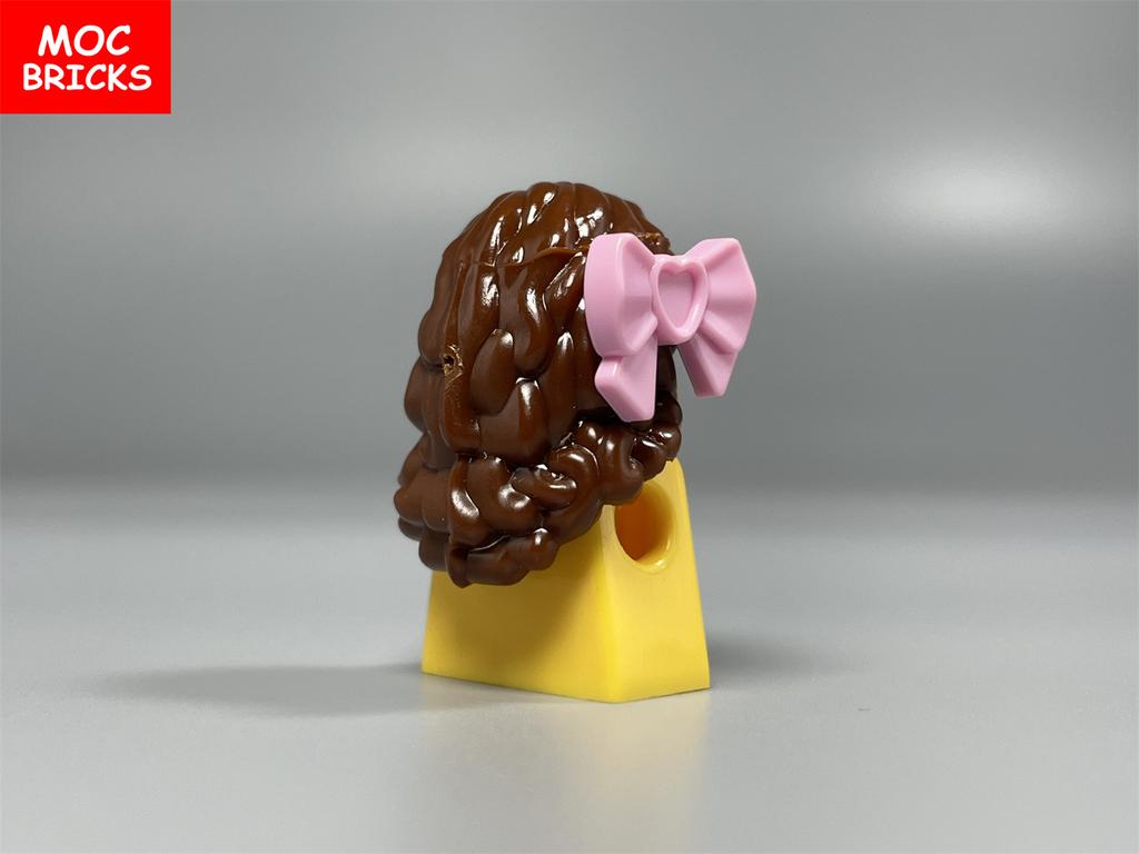 MOC Blocks Female Girl Ponytail Hairs Accessories Bow Assembled Particles Construction Bricks Children's Playthings Plastic Material Dolls