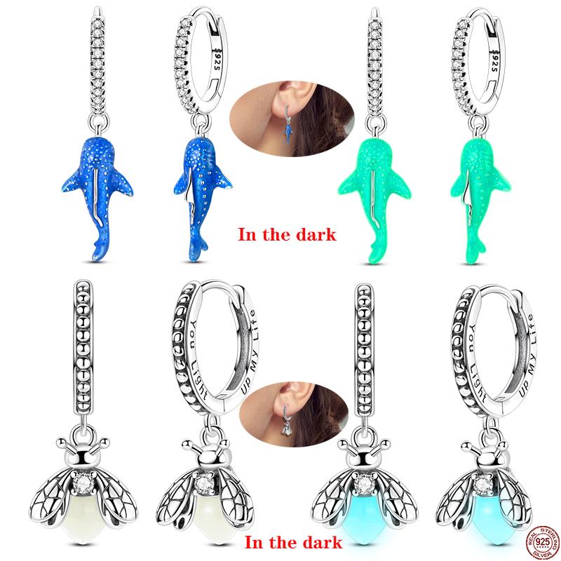 Náušnice pro ženy 925 Sterling Silver Kruhové náušnice Diamantové Srdce Lásky Zámek Broskvové Srdce Náušnice Krásný Dárek