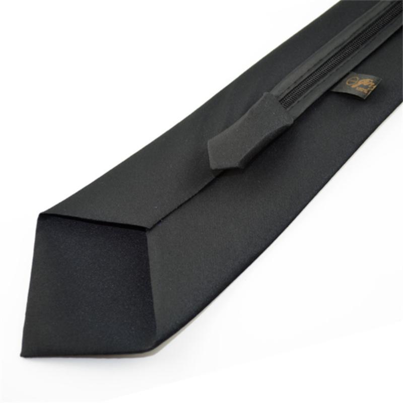 Pre-tied Zipper Tie Neck Mens Skinny 5cm Zipper Neckties Red Black Blue Solid Color Slim Narrow Entertainment Party