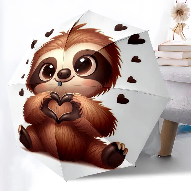 1pc Sturdy 8-Bone Auto Umbrella, sloth Umbrella, Digital Printed, Foldable Umbrella for On-the-Go Outdoor Use