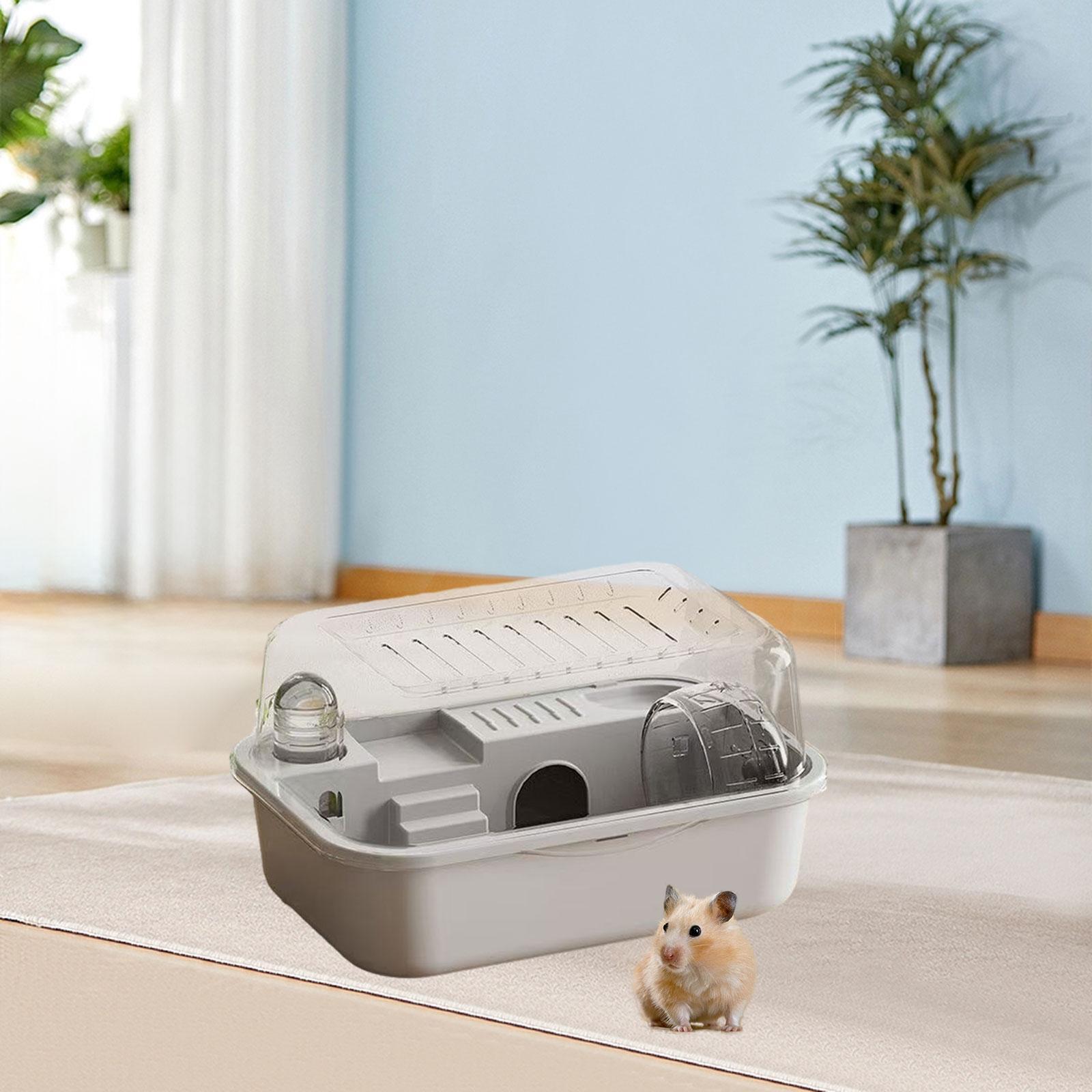 

Large Hamster Cage Habitat Open Roof Breathable Silent Runway Portable House серый