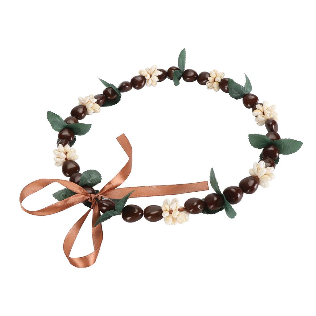 Hawaiian Kukui Nut Lei Necklace Elegant Fashionable Hand Crafted Graduation Shell Kukui Nut Lei Necklace for Graduation