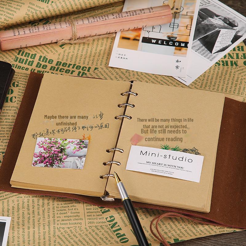 A6 European Retro Kraft Loose-Leaf Business Planner Notepad (Customizable Logo)