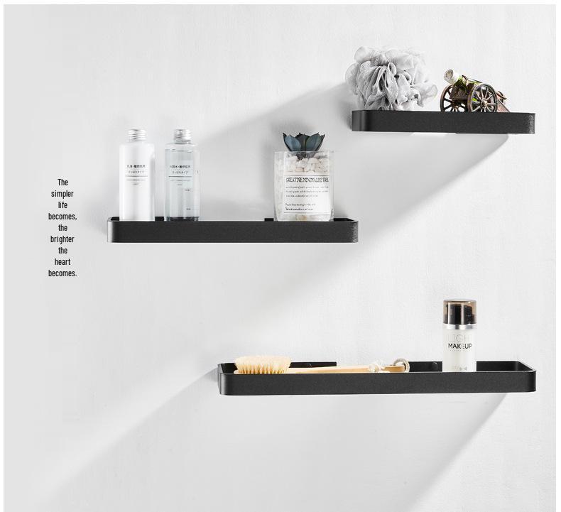 Black Space Aluminum Bathroom Tray - No-Drill, Nail-Free Storage Rack for Toilets and Dressing Tables