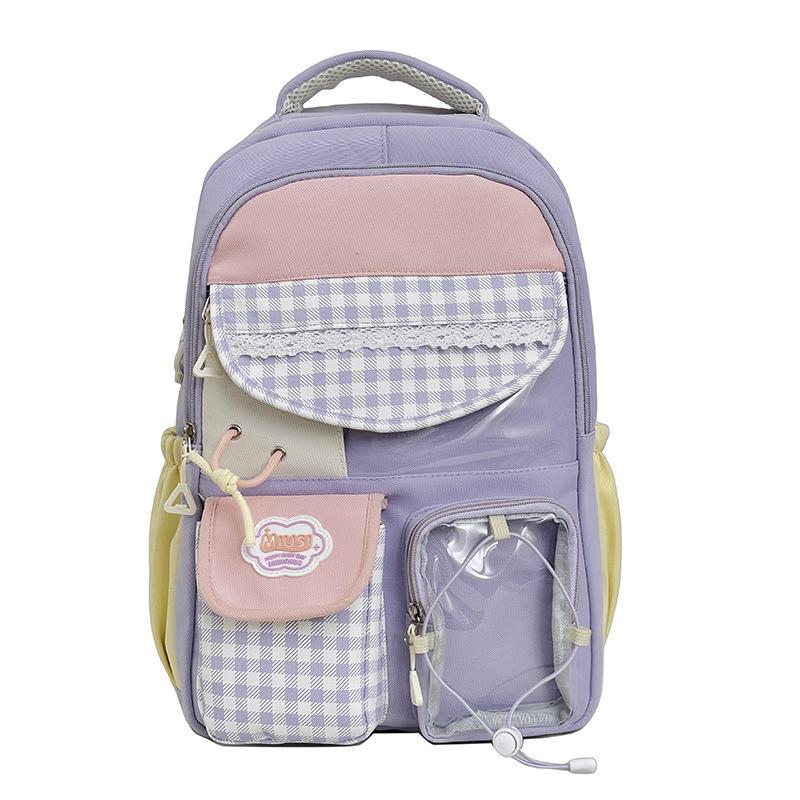 Schoolbag Large Capacity Transparent Pain Bag High Value Student Bag Two-dimensional Pain Bag Dopamine Color Scheme Student Bag
