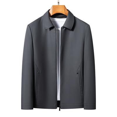 Δερμάτινο Μπουφάν για Άνδρες, Νέο Άνοιξη για Μεσήλικες και Ηλικιωμένους, Μπουφάν με Λαιμόκοψη και Φερμουάρ για Άνδρες, Παχύ, Casual του Πατέρα, Δερμάτινο Μπουφάν με Βελούδο