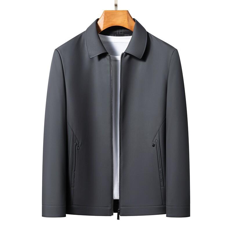 

Кожаная куртка для мужчин, для среднего и пожилого возраста, новая весенняя куртка на молнии с лацканами, мужская толстая повседневная кожаная куртка с плюшевой подкладкой для папы 5XL серый