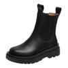 Fashion Winter Boots Lady Women's Rubber Shoes Rain Boots-Women Zipper Round Toe 2024 Med Autumn Ankle Lolita Large Size Rock Fabric Hoo