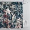 Aquatic Plants Floral Shower Curtain Waterproof Shower Curtain Polyester Fabric 3D Printed Curtain Bathroom Decoration With Hook