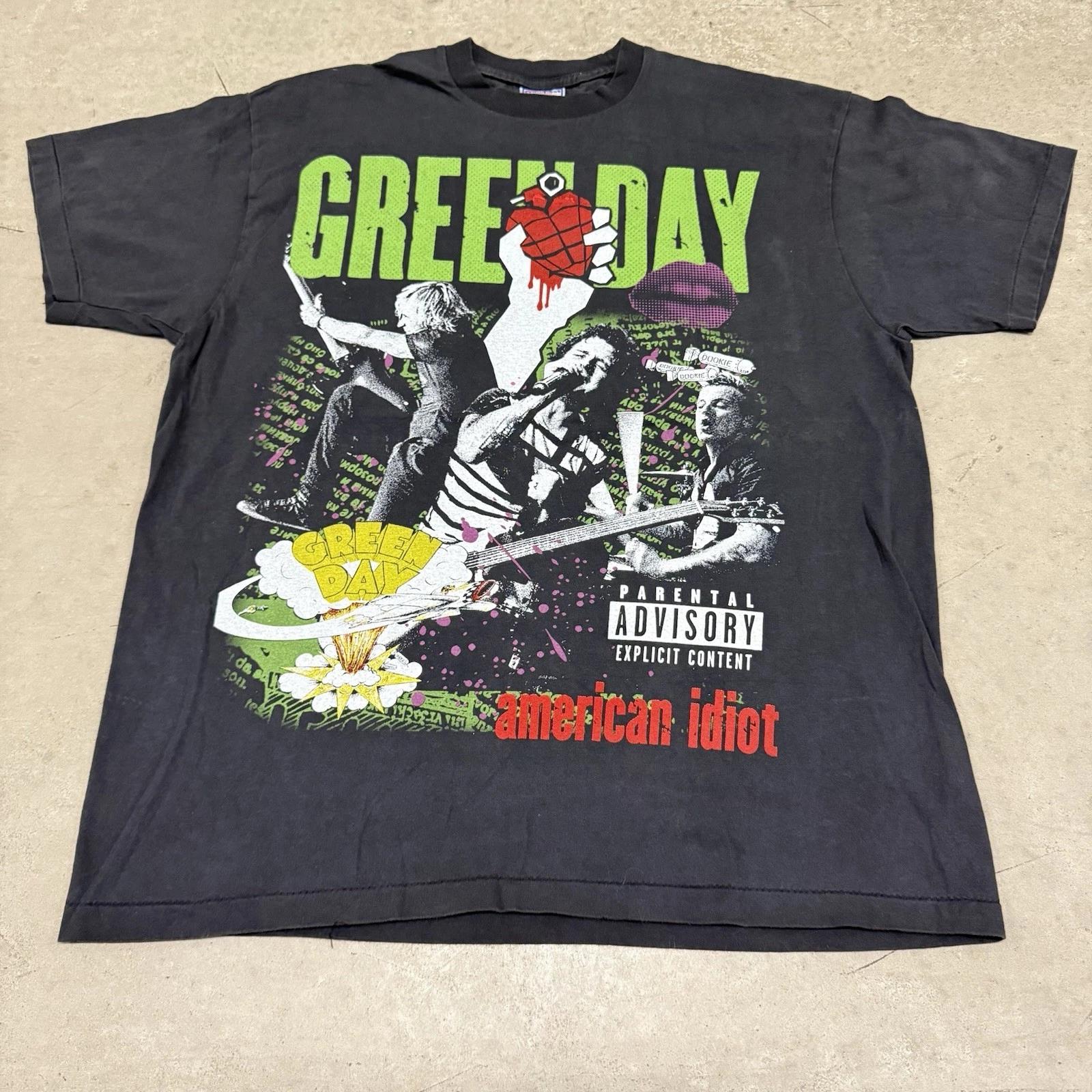 Vintage Green Day Band T T-Shirt American Idiot AOP Dookie Tour Size XL REPRINT L