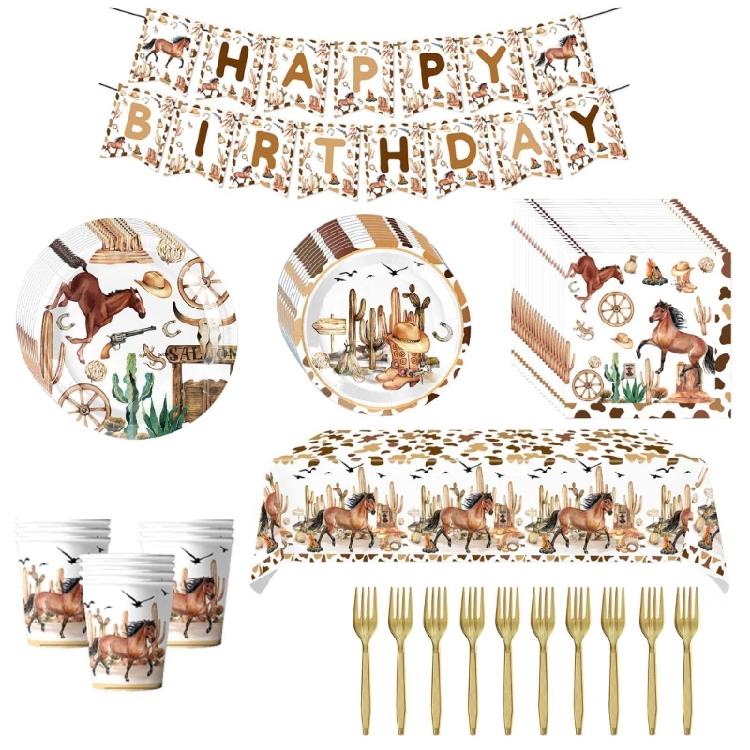 Horse Party Plates Napkins Tableware Set Western Derby Birthday Party Supplies Western Theme Table Decorations Gifts 1