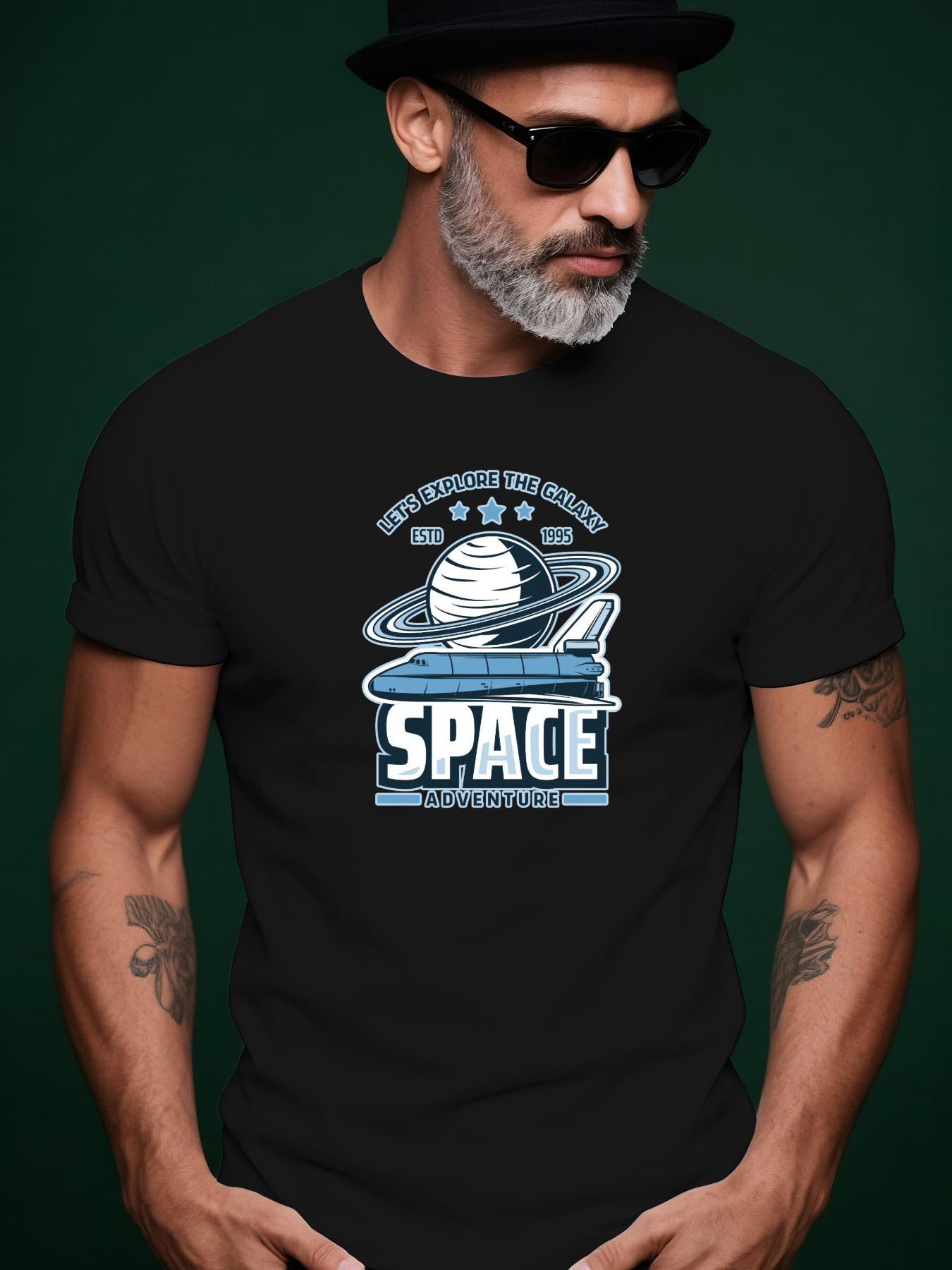 Spacecraft Planet Trendy Streetwear Summer Casual Round N... S