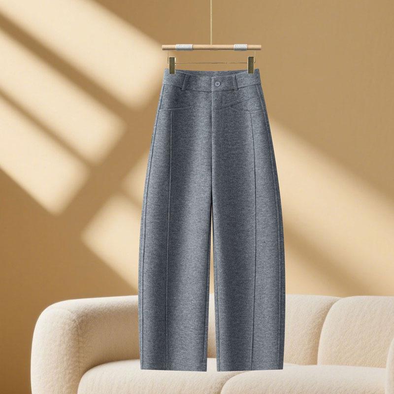 

Women s Black & Gray Wool Curved-Leg Pants - Thick, Casual, Easy-to-Match for Autumn & Winter 31/3XL