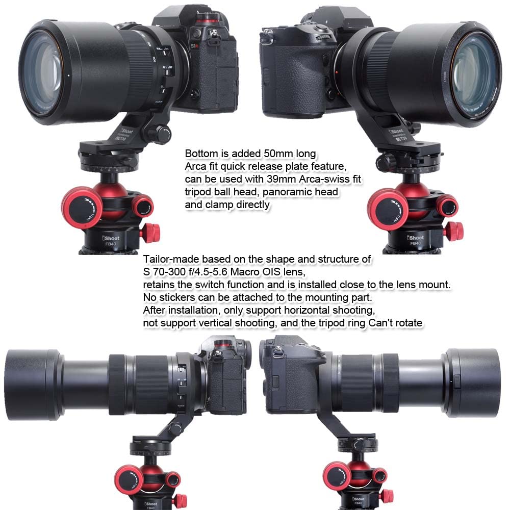 iShoot Metal Lens Support Lens Bracket Tripod Camera Tripod Mount Compatible with Panasonic Lumix S Macro Quick Release Plate with Screw Holes at the