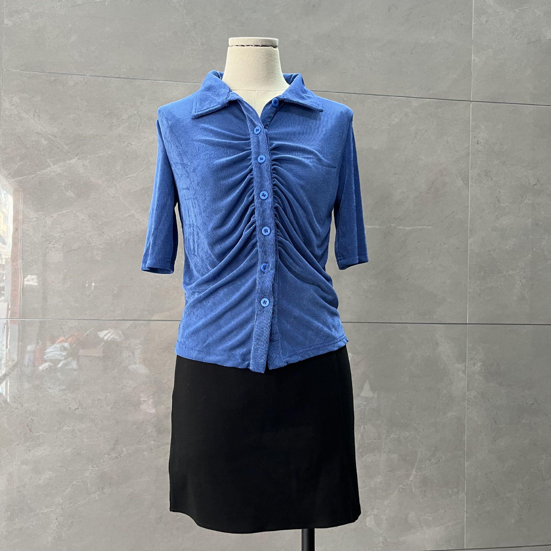 

Retro Turn-Down Collar Ruched Waist Slim Fit Cardigan for Women - Summer Style M for around 52.5 kg
