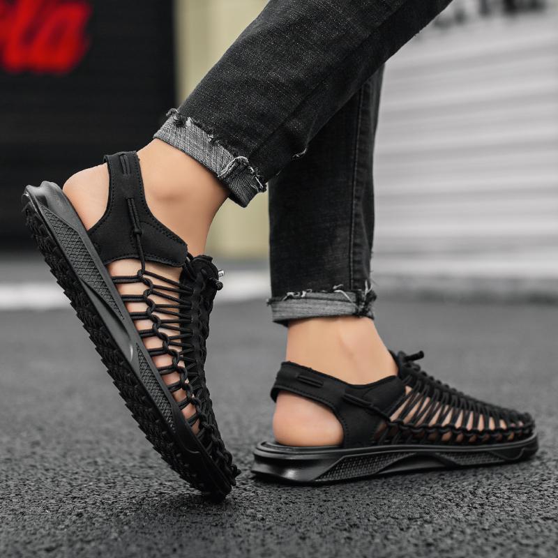 Fashion Summer Men Sandals Women Slippers Weaving Design Beach Sandals Breathable Casual Flat Sandals Outdoor Couples Sandals