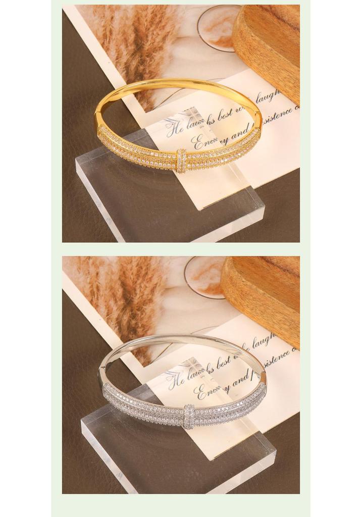 Elegante Braccialetto con Diamanti di Cristallo: Bicolore Oro e Argento, Lusso Leggero, Design Versatile