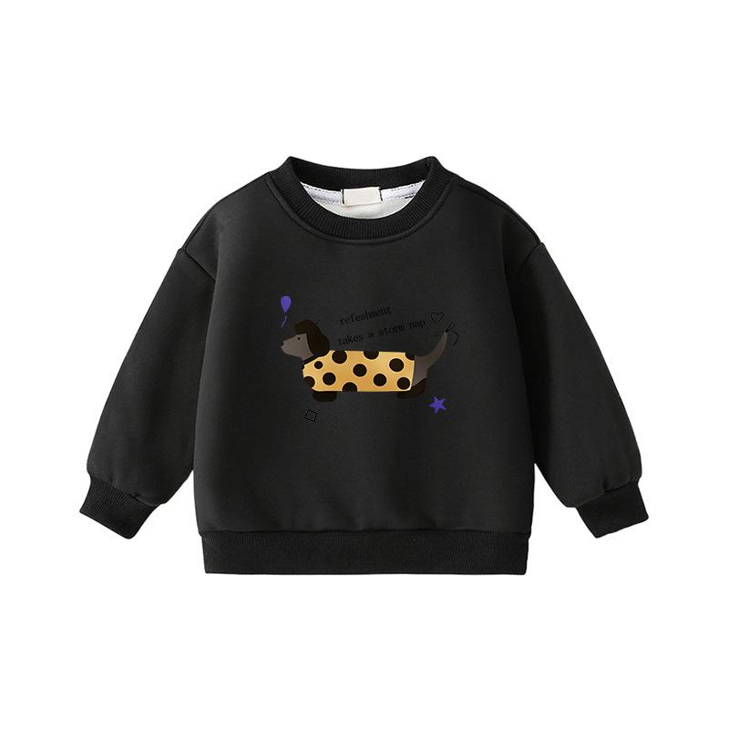 Trendy Children s Cartoon Sausage Puppy Sweatshirt - Round Neck, Long Sleeve 160 cm