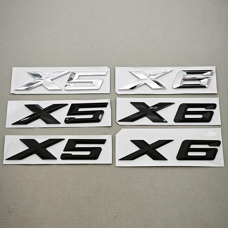 Autocollants Lettres de Voiture Chrome Noir ABS 3D Emblème Logo X5 X6 Badges de Coffre Arrière Pour BMW X5 X6 F15 G05 F16 G06 Autocollant Accessoires Auto yo2