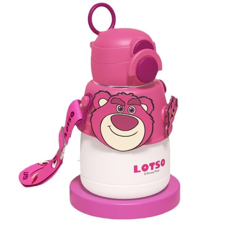 Strawberry Bear Kinder Insulated Water Bottle With Straw Lock For School And Travel Strawberry Bear